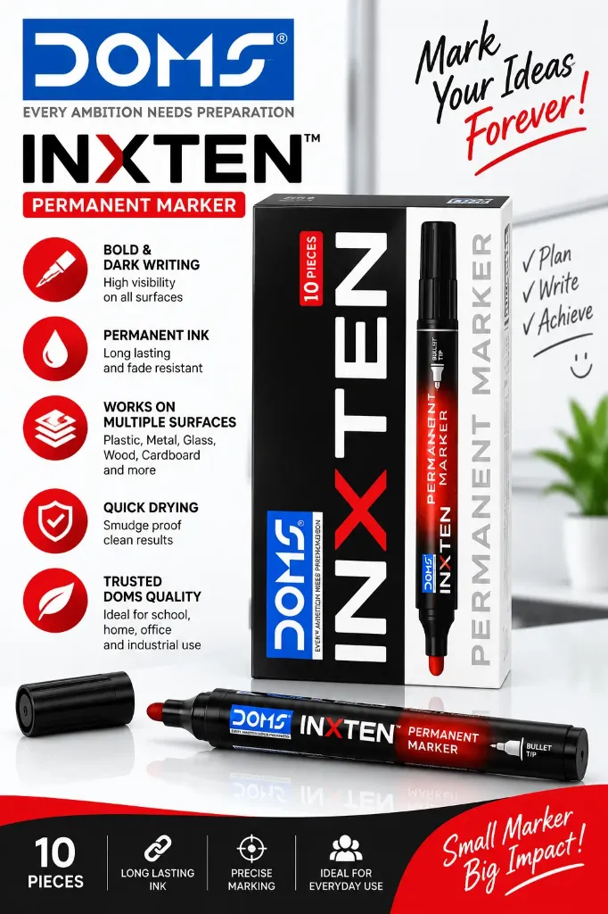 DOMS INXTEN PERMANENT MARKER PEN RED