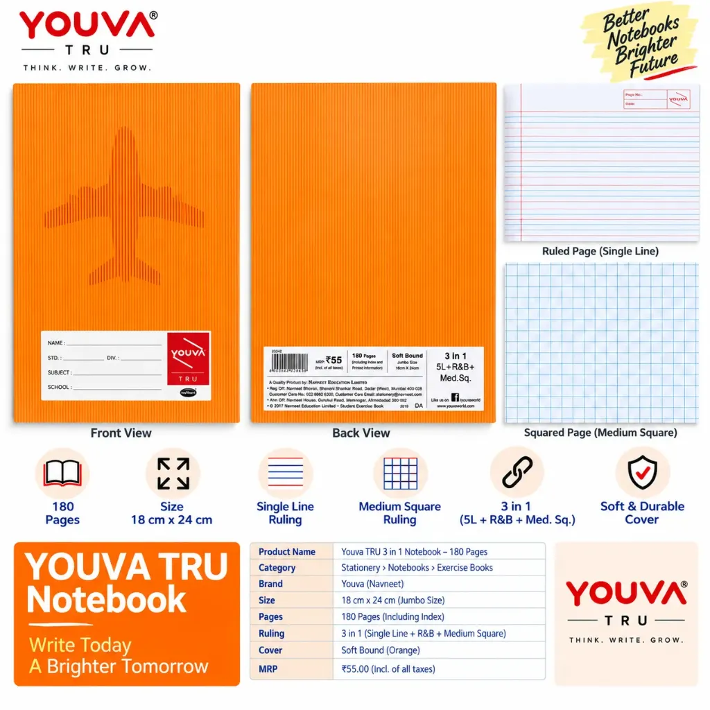 TRU 3-in-1 Notebook – 180 Pages