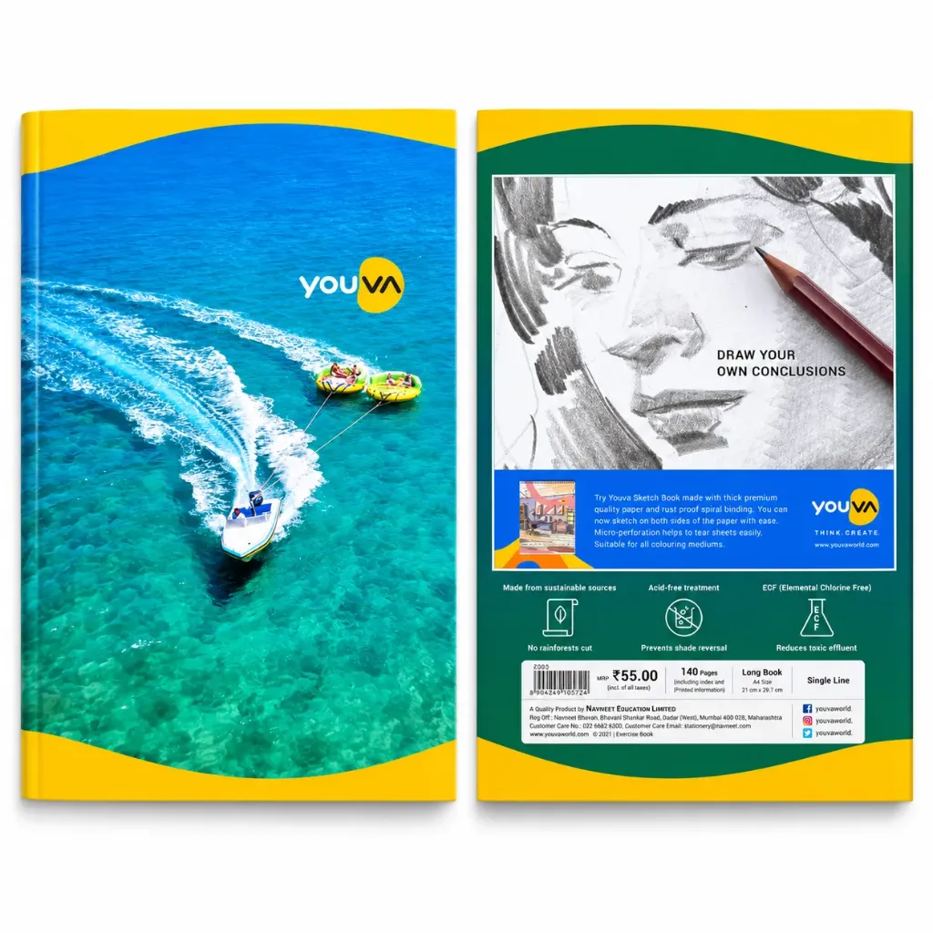 Youva Ocean Adventure Long Notebook – Single Line, 140 Pages