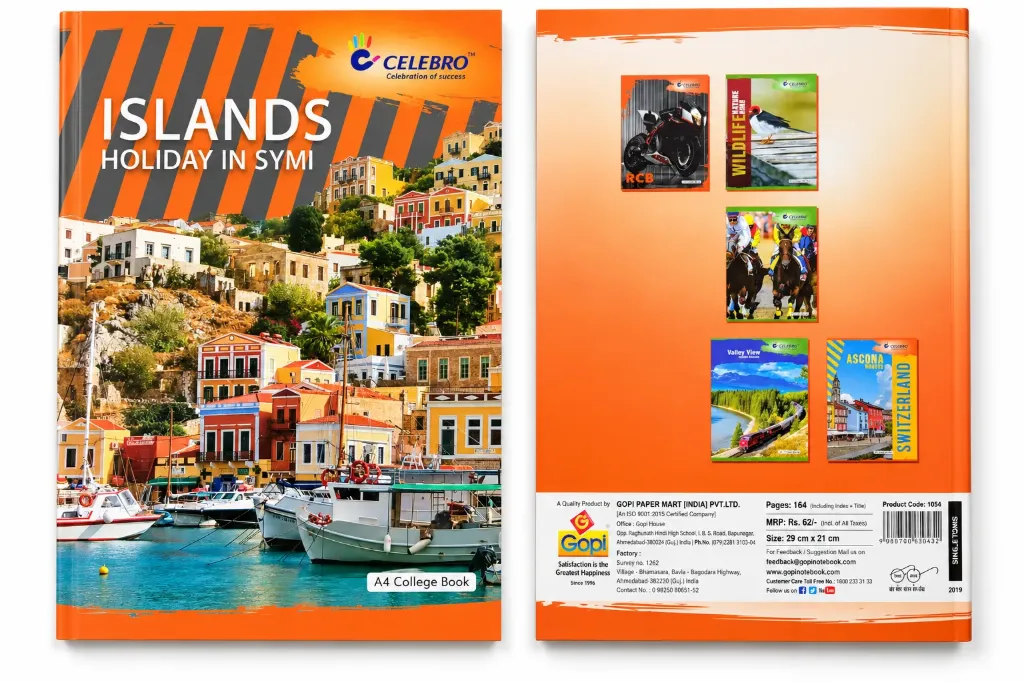 Celebro Islands Holiday in Symi A4 College Notebook – Single Line, 164 Pages