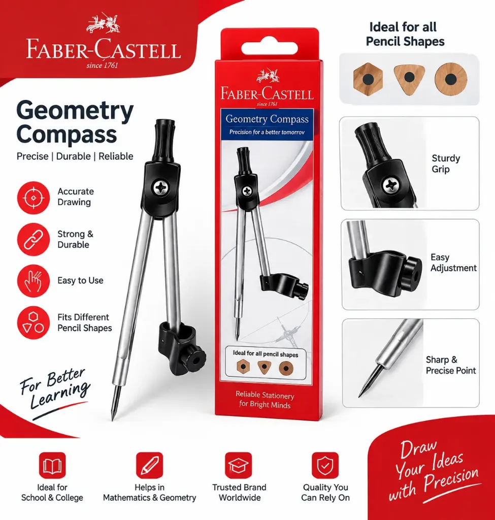 Faber-Castell Geometry Compass – Precision Drawing Compass