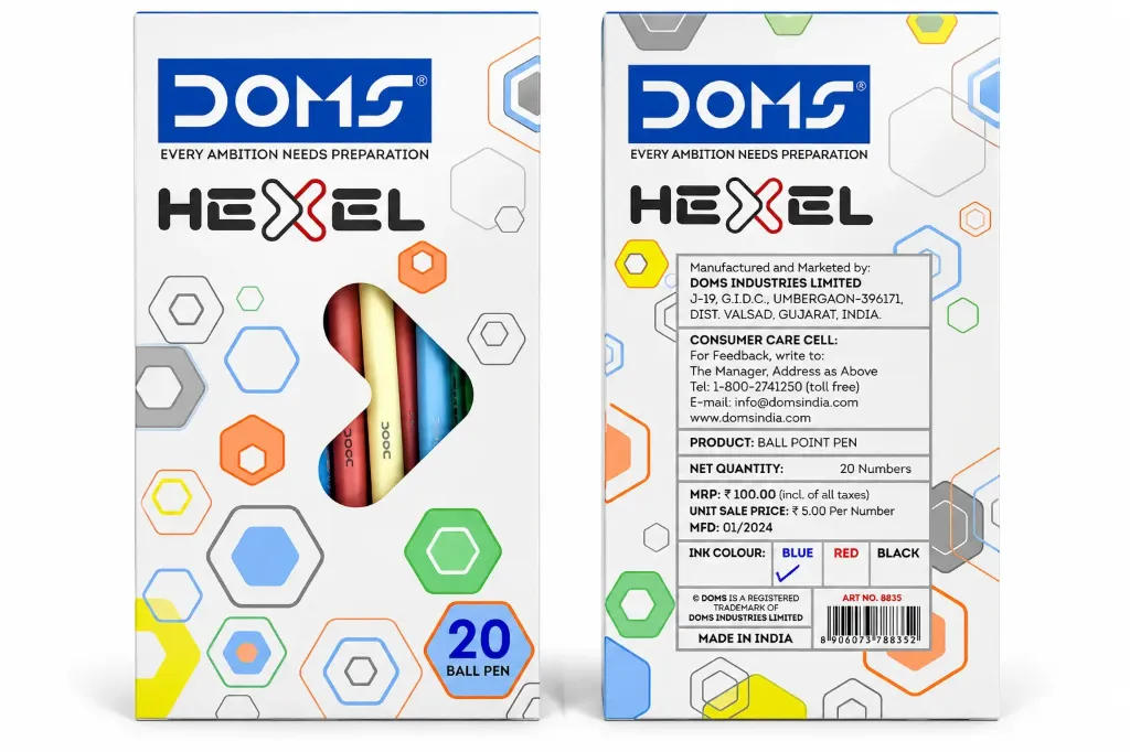 DOMS Hexel Ball Pen – 20 Pens Pack