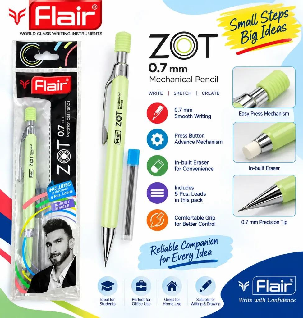 Flair ZOT 0.7mm Mechanical Pencil with Eraser & 5 Leads