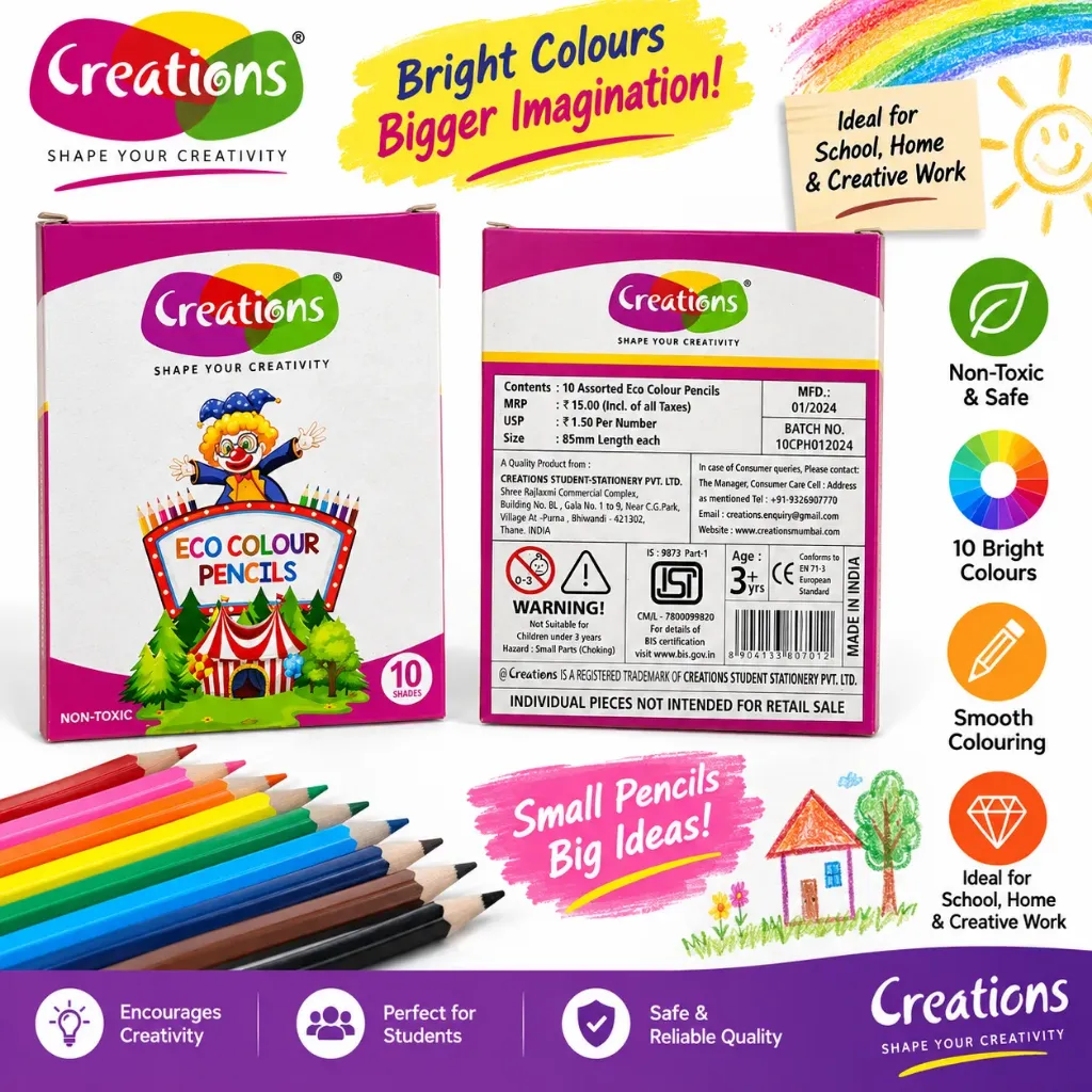 Creations Eco Colour Pencils – 10 Assorted Shades