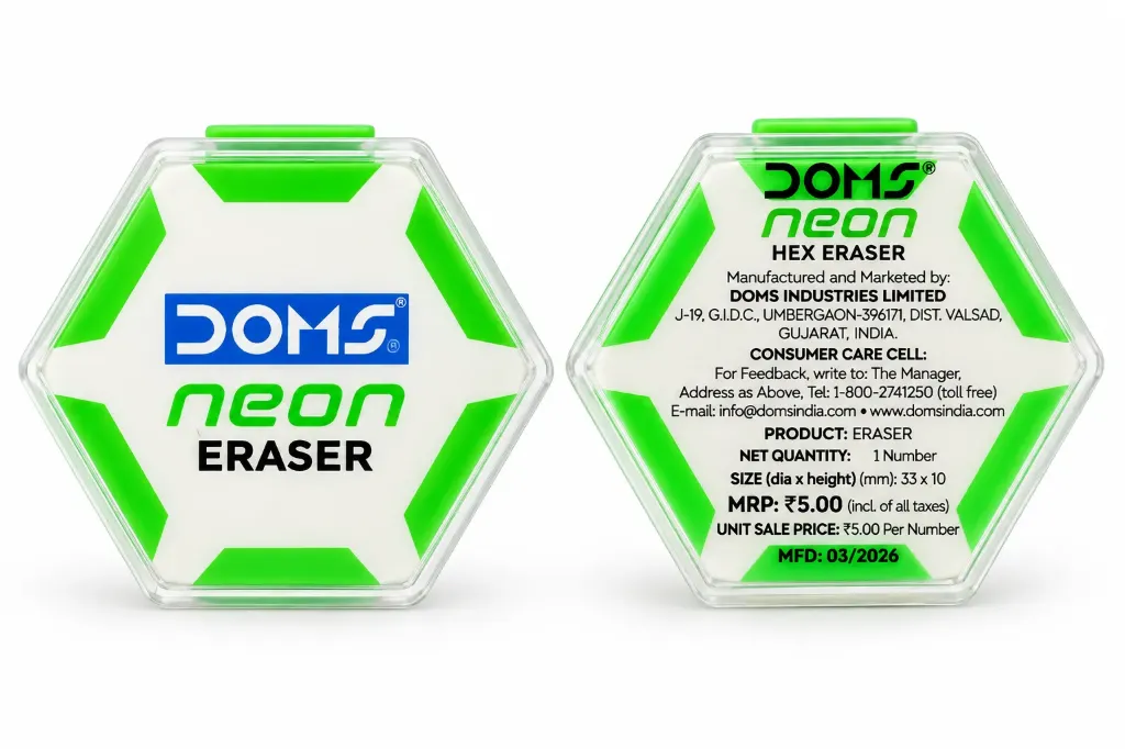 DOMS Neon Hex Eraser – Green