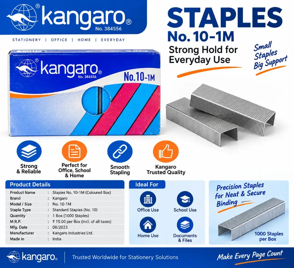 Kangaro No. 10-1M Coloured Staples – 1000 Staples