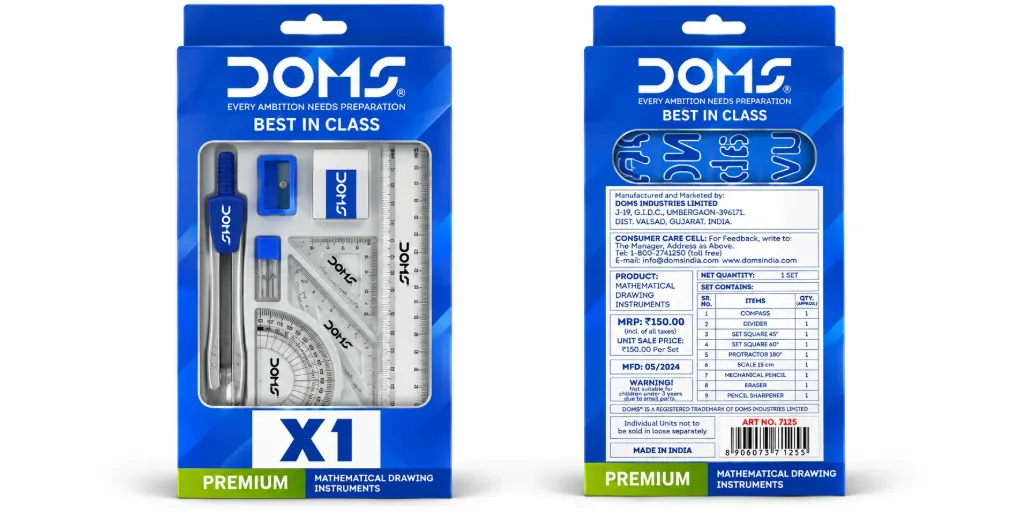 DOMS X1 Premium Mathematical Geometry Box – 10 Pieces