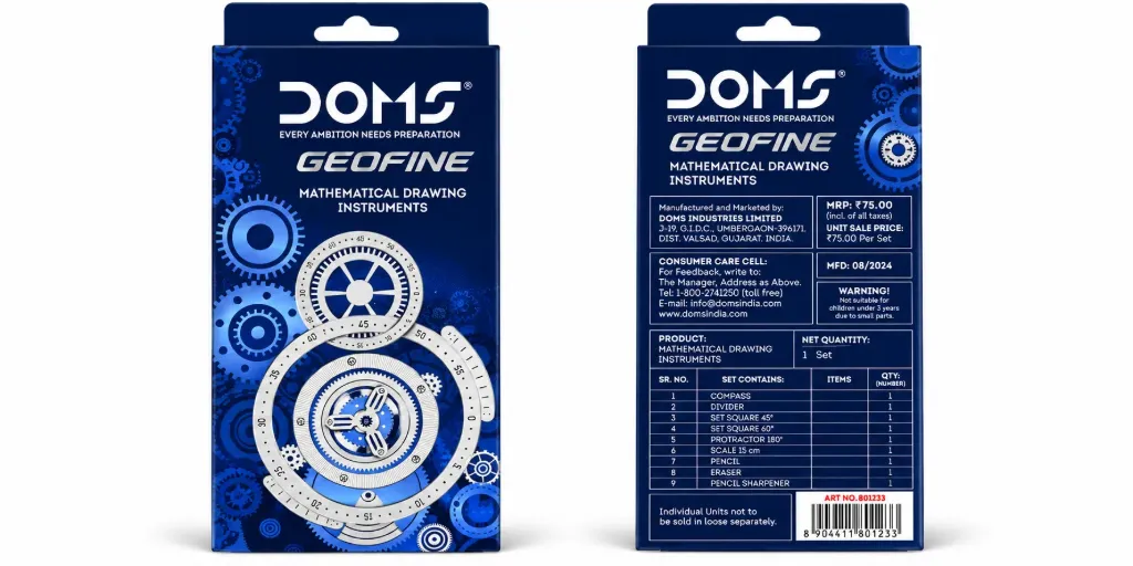 DOMS Geofine Mathematical Geometry Box – 9 Pieces